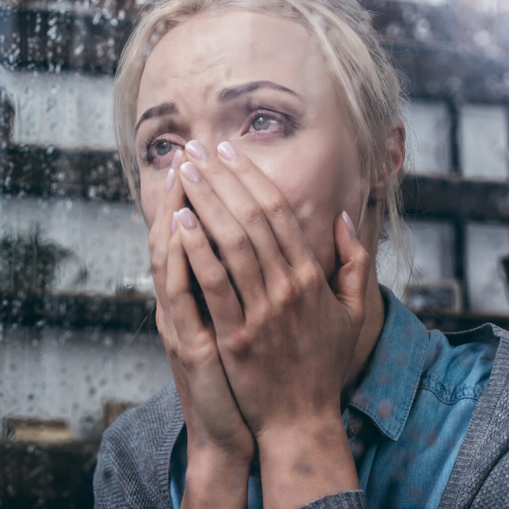 Adult woman worried to interact with others