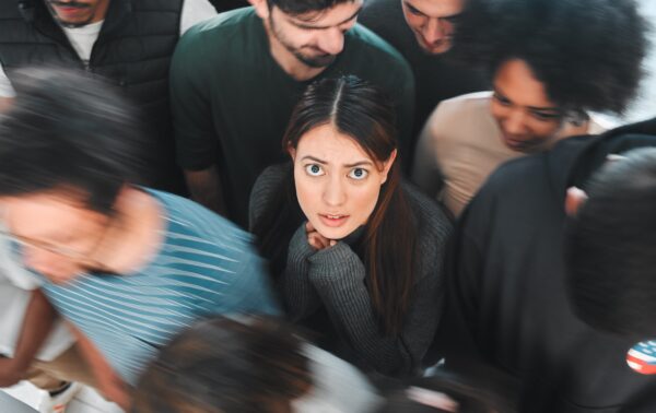 Young woman struggling with social anxiety