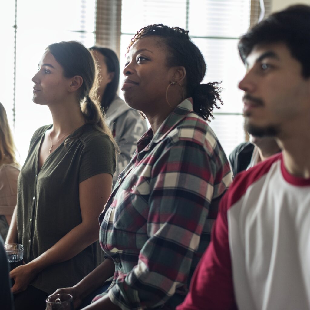 Young adults attend a clinical trial information session
